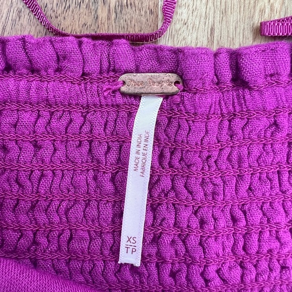 Free People Seatonin Corset Smocked Puff Sleeve Stripe Top Size XS - Picture 5 of 6